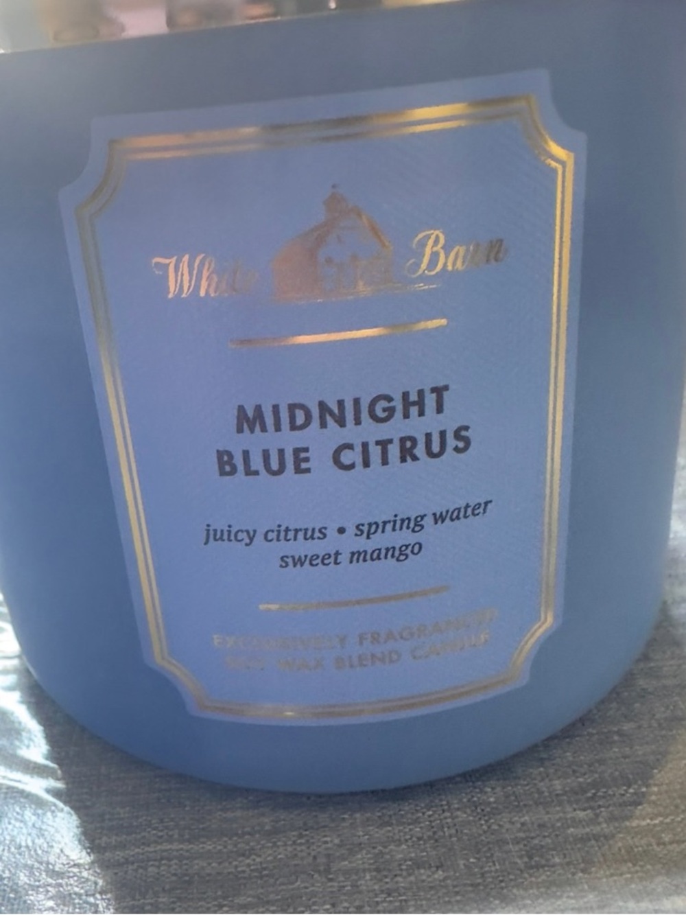 White Barn Midnight Blue Citrus Jar Candle - Blue with Gold Accent
